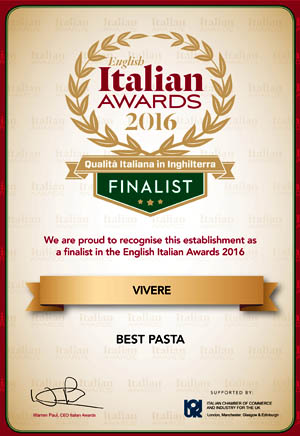 Vivere Italian Restaurant - Finalist in Best Pasta